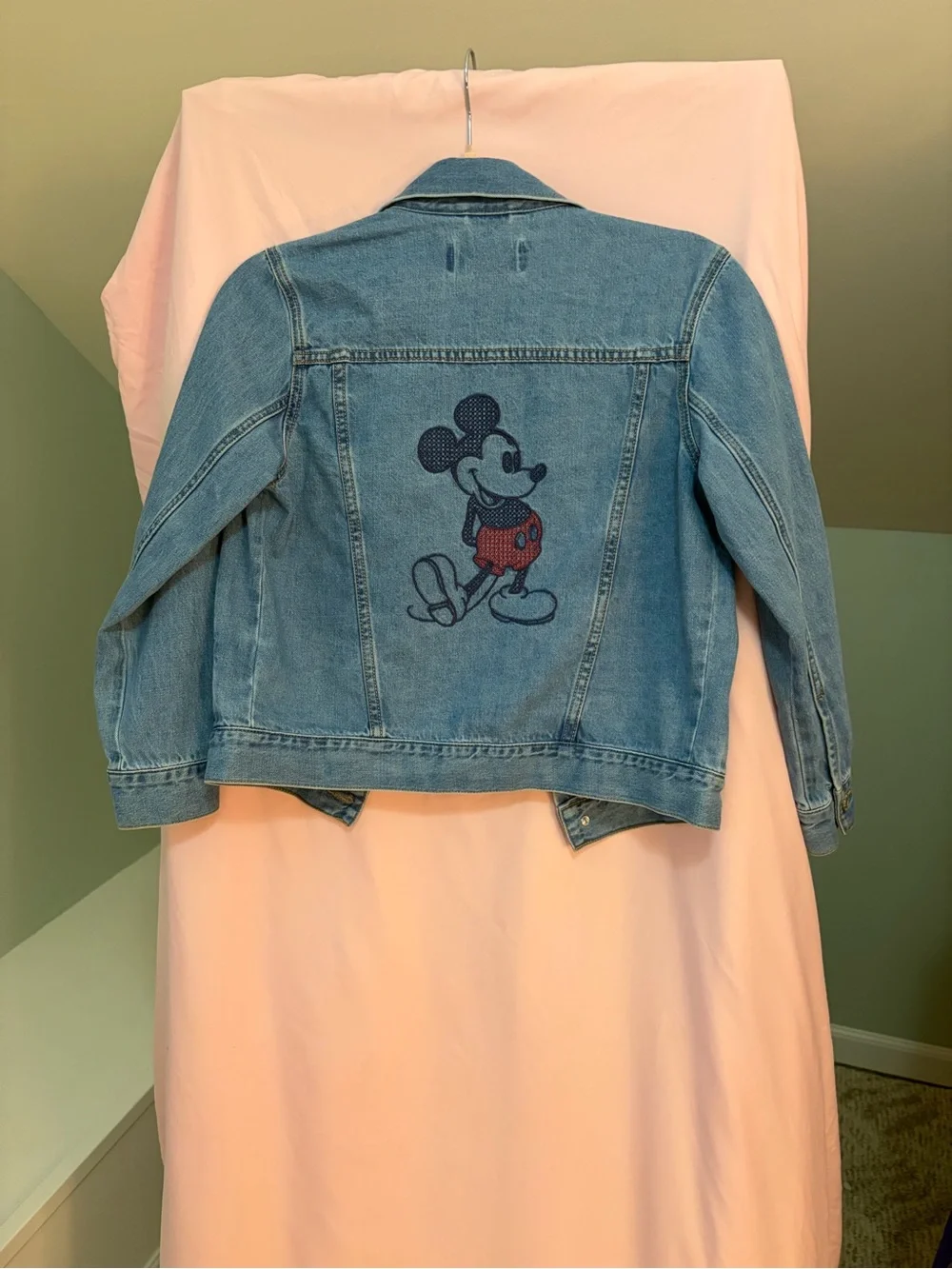 Gap Kids Light Blue Denim Jacket with Mickey Graphic